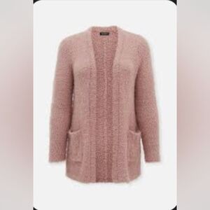 Torrid Fuzzy Pink Popcorn Yarn Open Front Longline Cardigan Sweater Women's 2